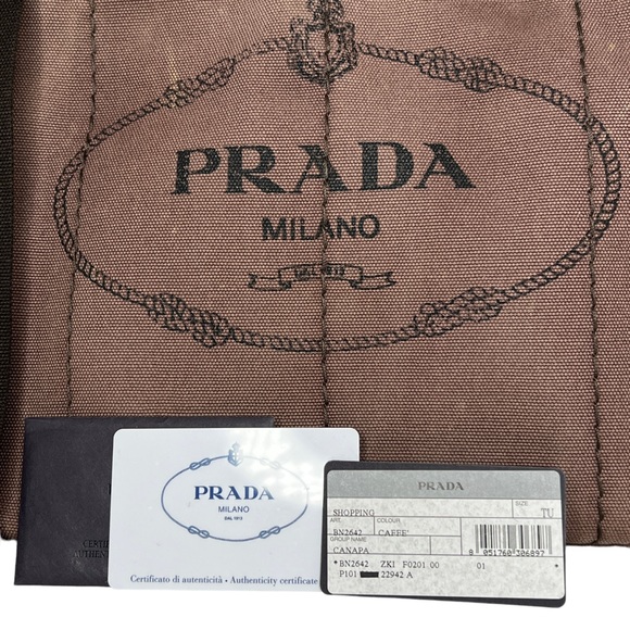 PRADA Canapa Brown Canvas Fabric Removable Crossbody Strap Tote Authentic Japan - Picture 12 of 16